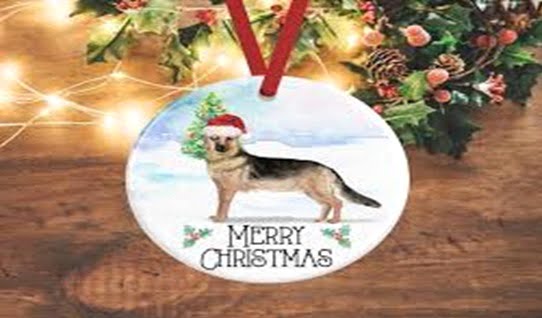 GERMAN SHEPHERD GREEN HOLIDAY TEACUP DOG ORNAMENT